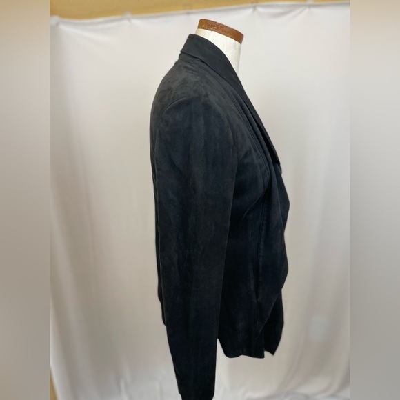 Catherine Malandrino black drape front Faux Suede Jacket size XS - Picture 4 of 5